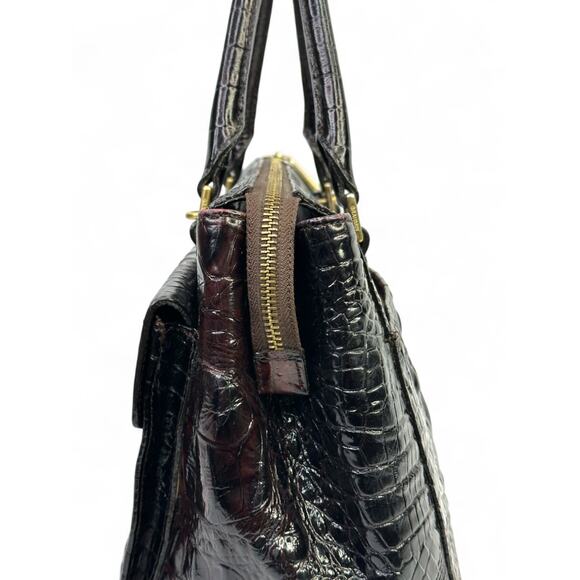 Brahmin Malia Satchel In Cocoa Melbourne Crocodile Embossed Leather - Picture 7 of 16